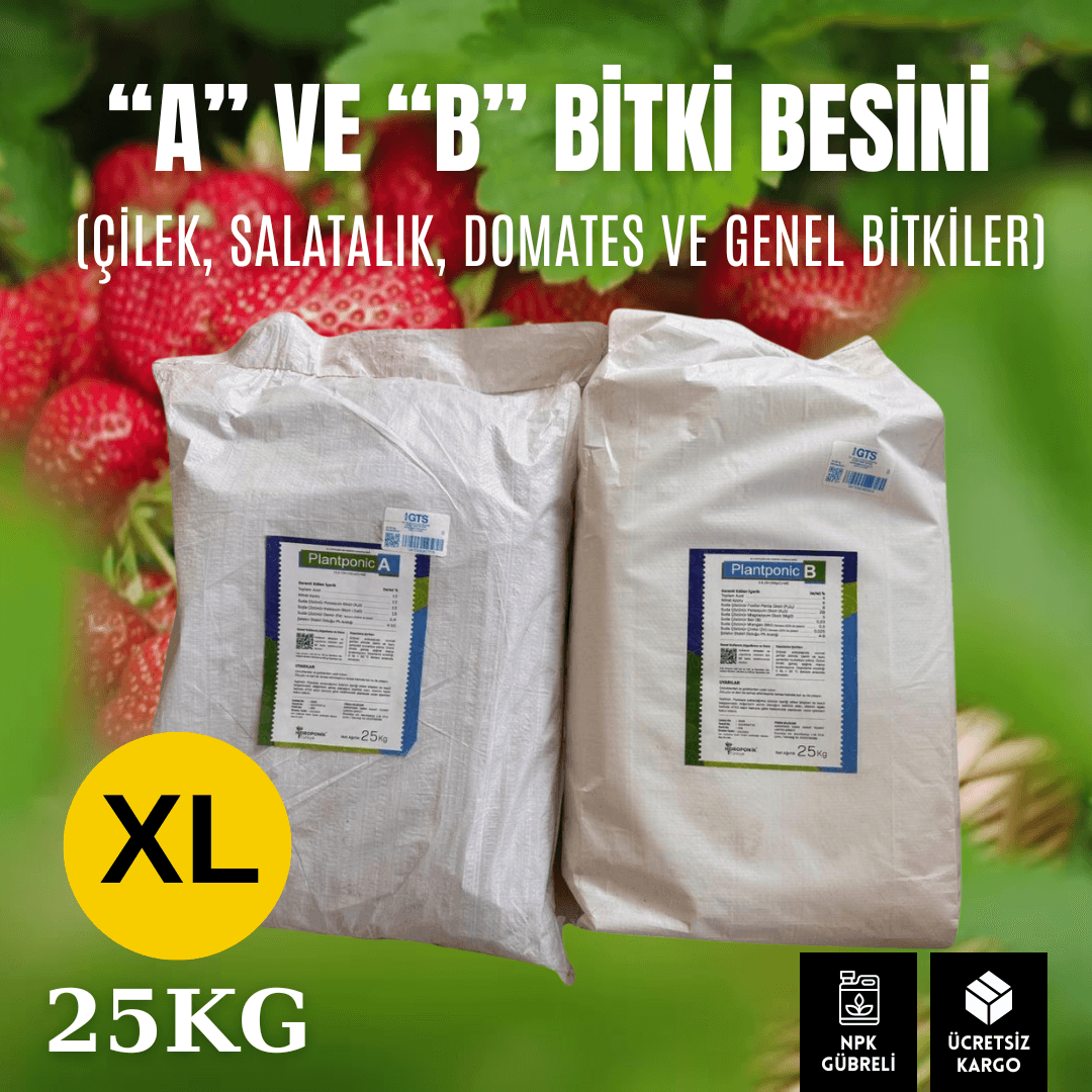 Topraksız Tarım ve Hidroponik A+B Besini | Plantponic Bitki Besin Kiti 25 Kg